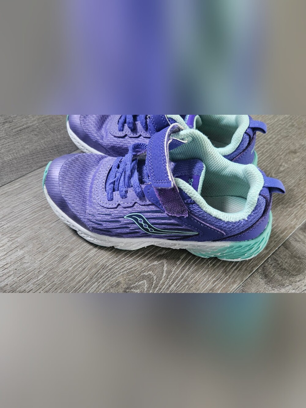 Saucony Kids' Purple Athletic Sneakers with Mint Accent